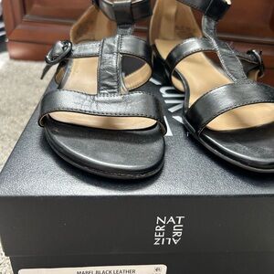 Naturalizer Black Sandals with Glossy Straps